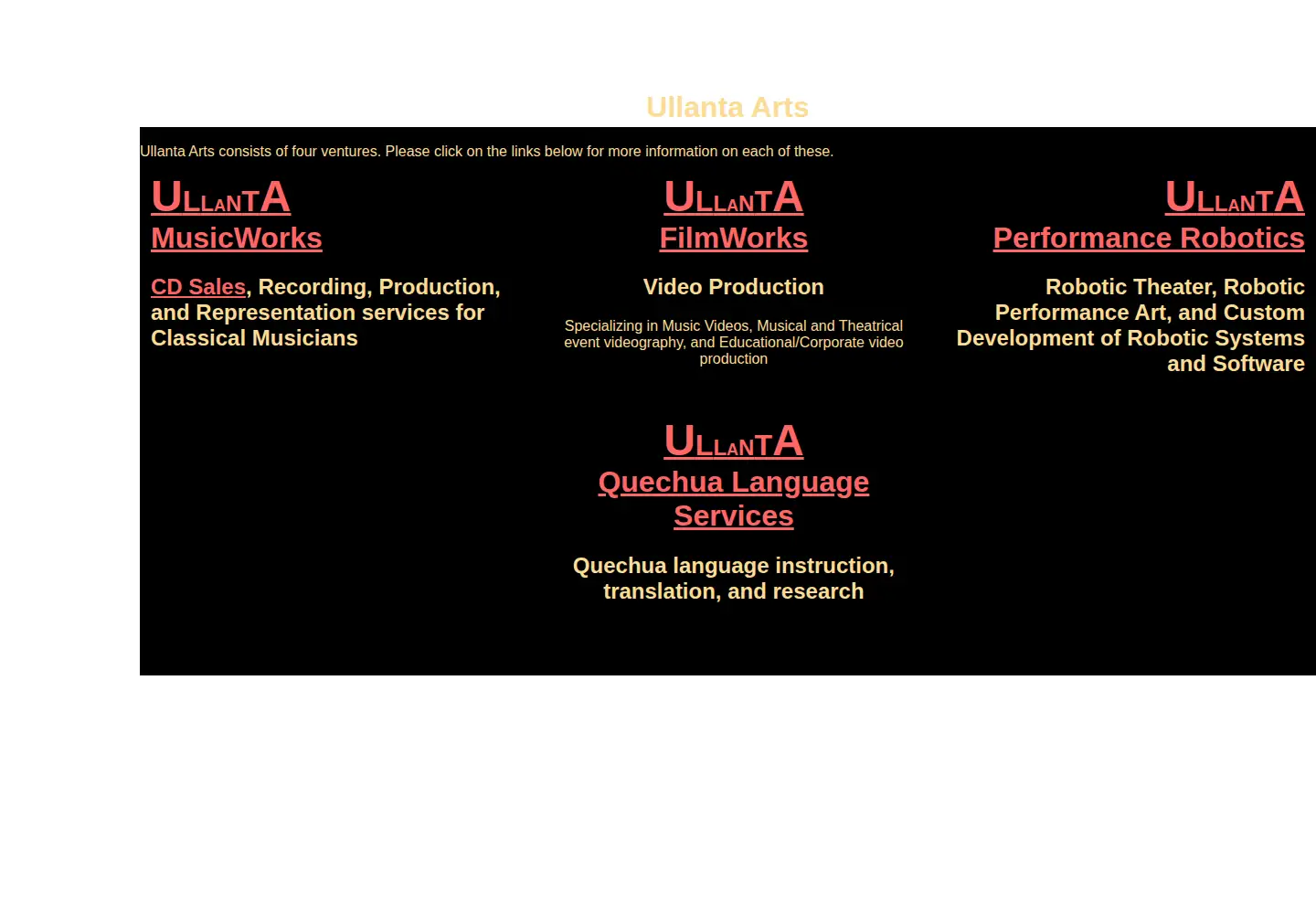 Captured homepage of ullanta.com in the current scan