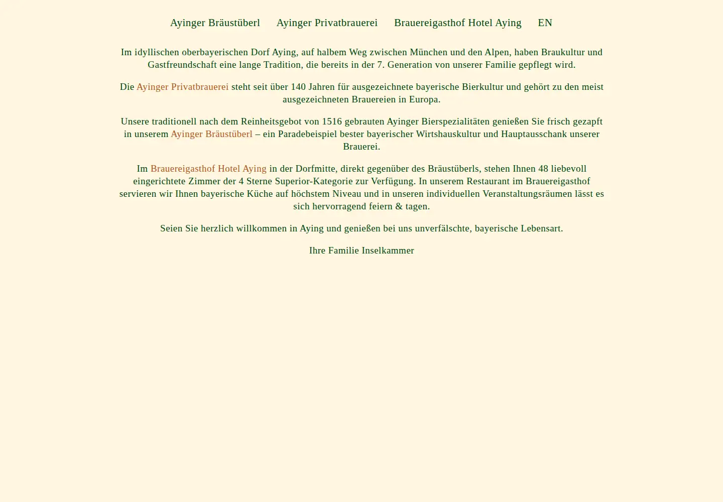 Captured homepage of ayinger.de in the current scan