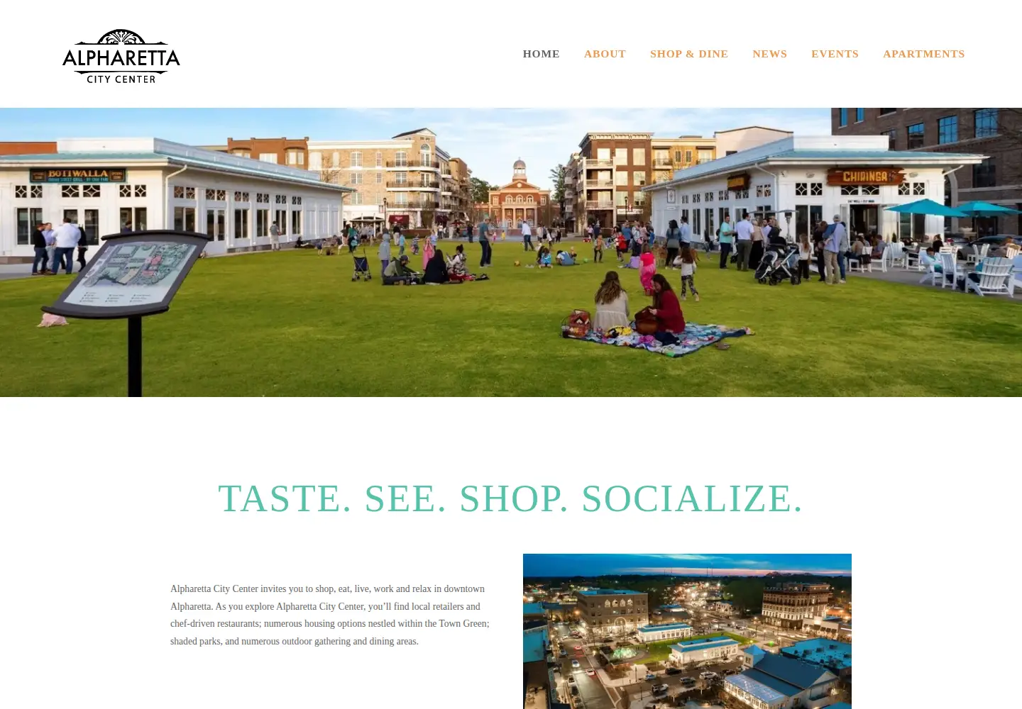 Captured homepage of citycenteralpharetta.com in the current scan