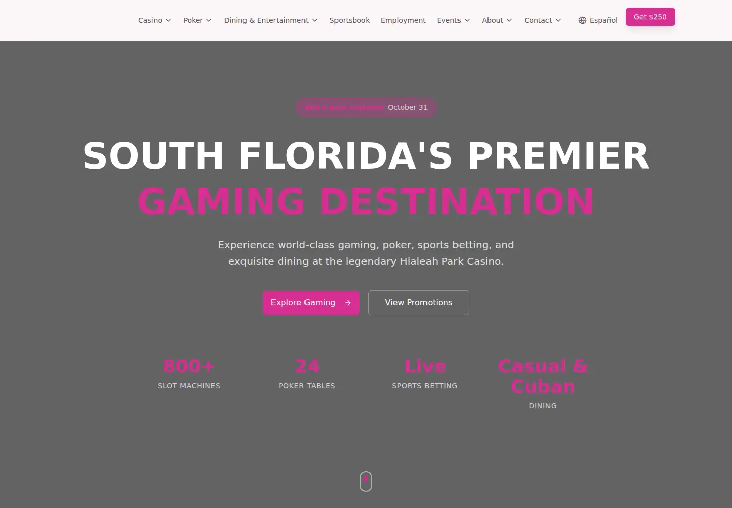 Screenshot of hialeahparkcasino.com
