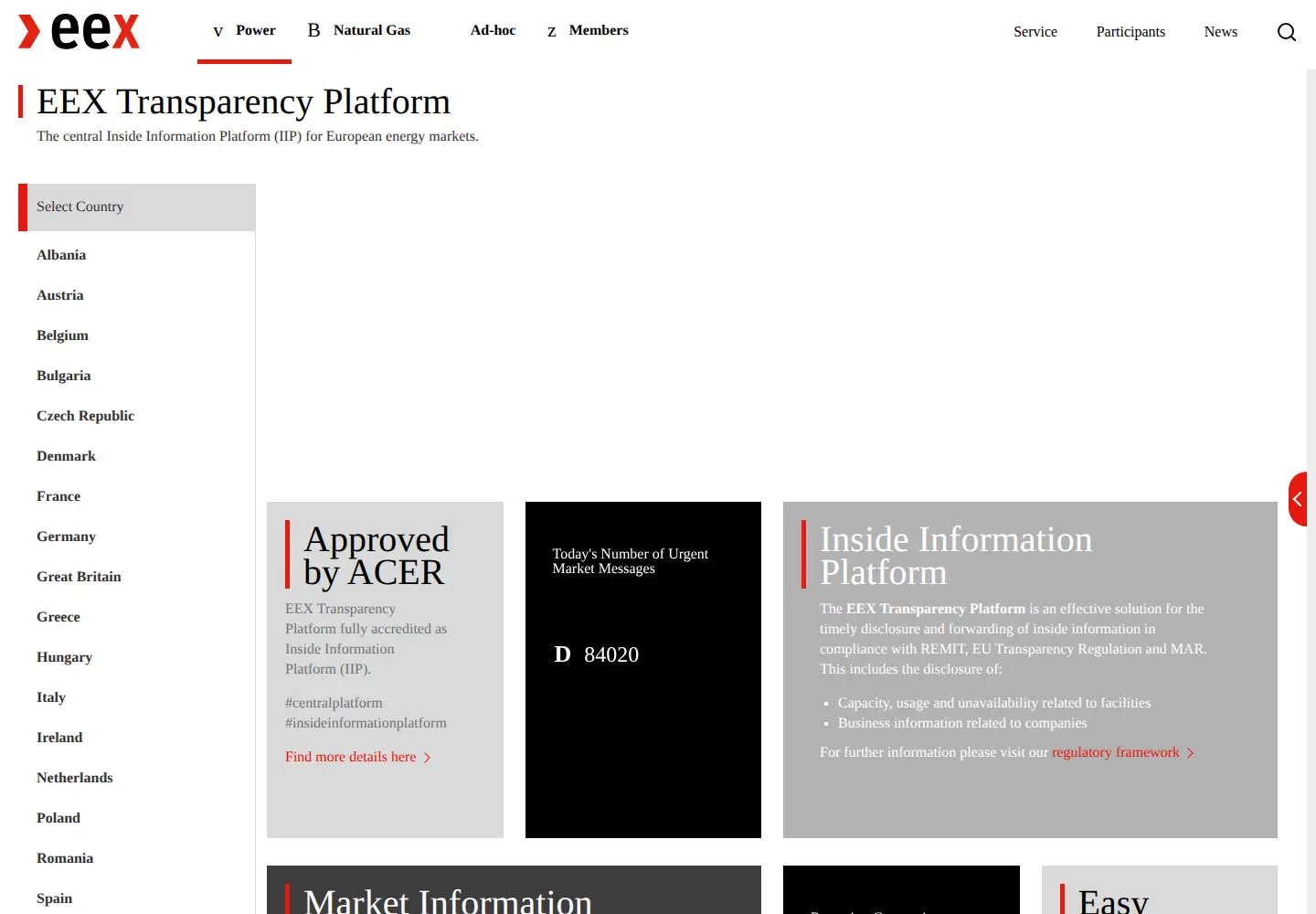 Screenshot of eex-transparency.com