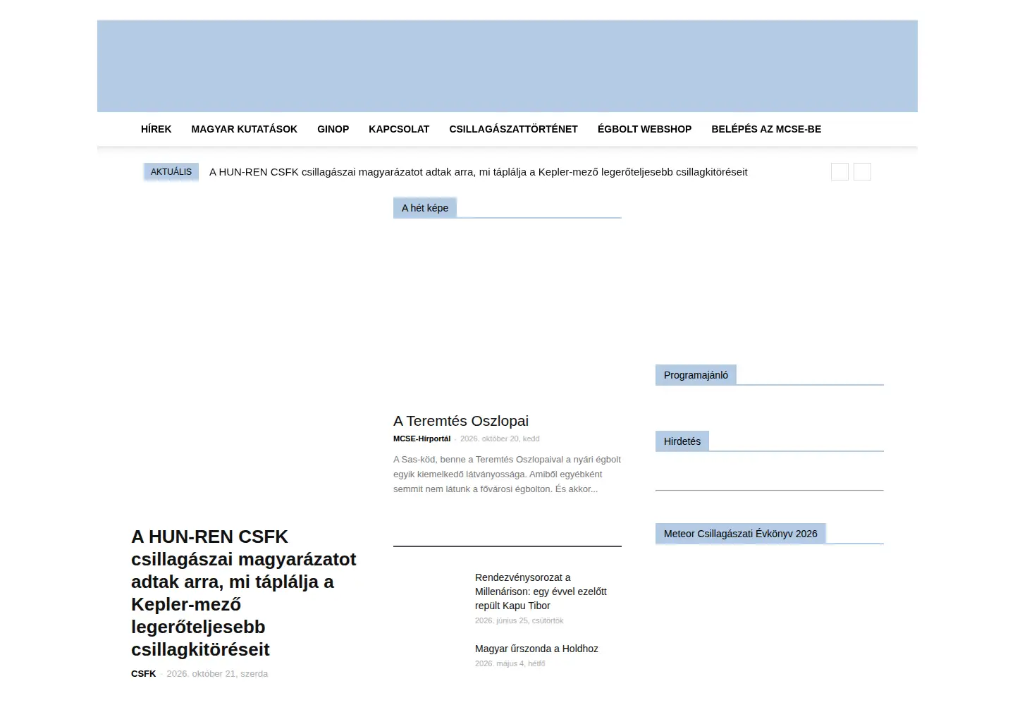 Screenshot of csillagaszat.hu