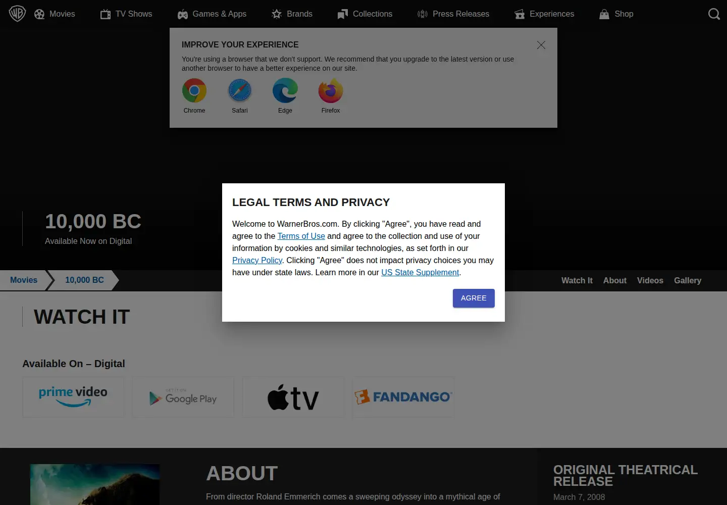 Screenshot of 10000bcmovie.com