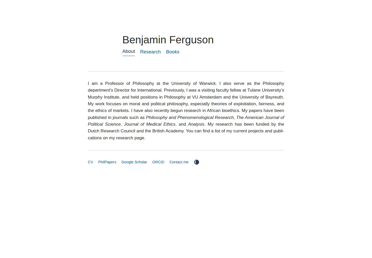 Screenshot of benjaminferguson.org