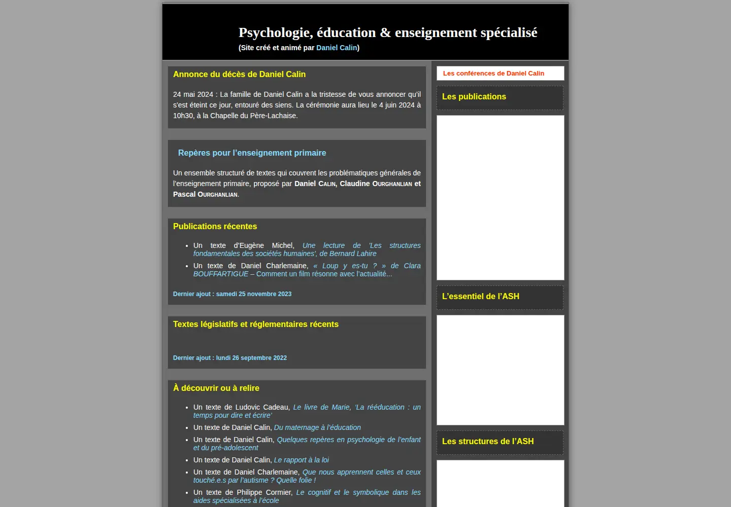 Captured homepage of dcalin.fr in the current scan