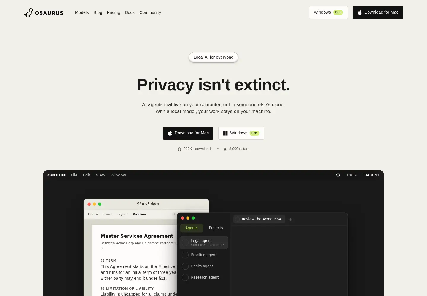 Screenshot of osaurus.ai