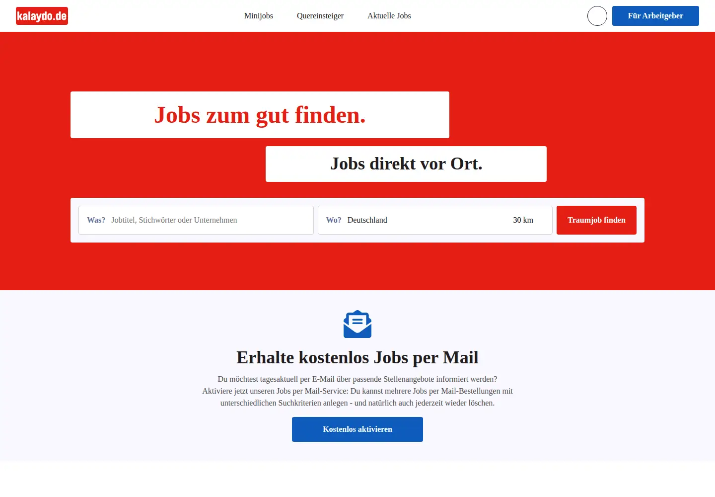 Captured homepage of kalaydo.de in the current scan