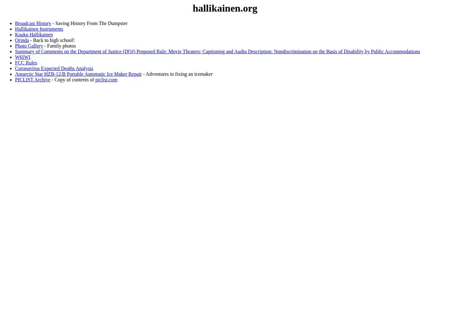Screenshot of hallikainen.org