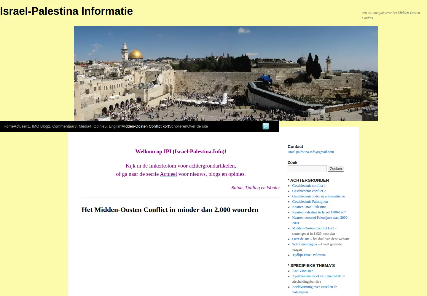 Captured homepage of israel-palestina.info in the current scan