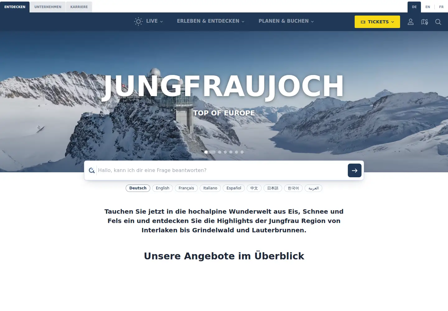 Screenshot of jungfraubahn.ch