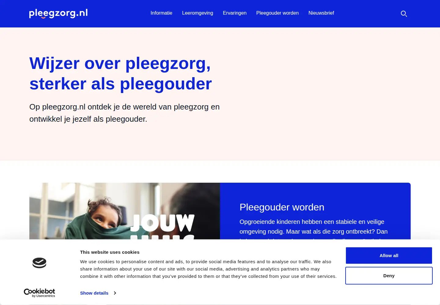 Captured homepage of pleegzorg.nl in the current scan