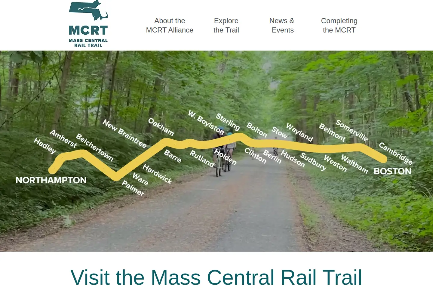 Captured homepage of masscentralrailtrail.org in the current scan