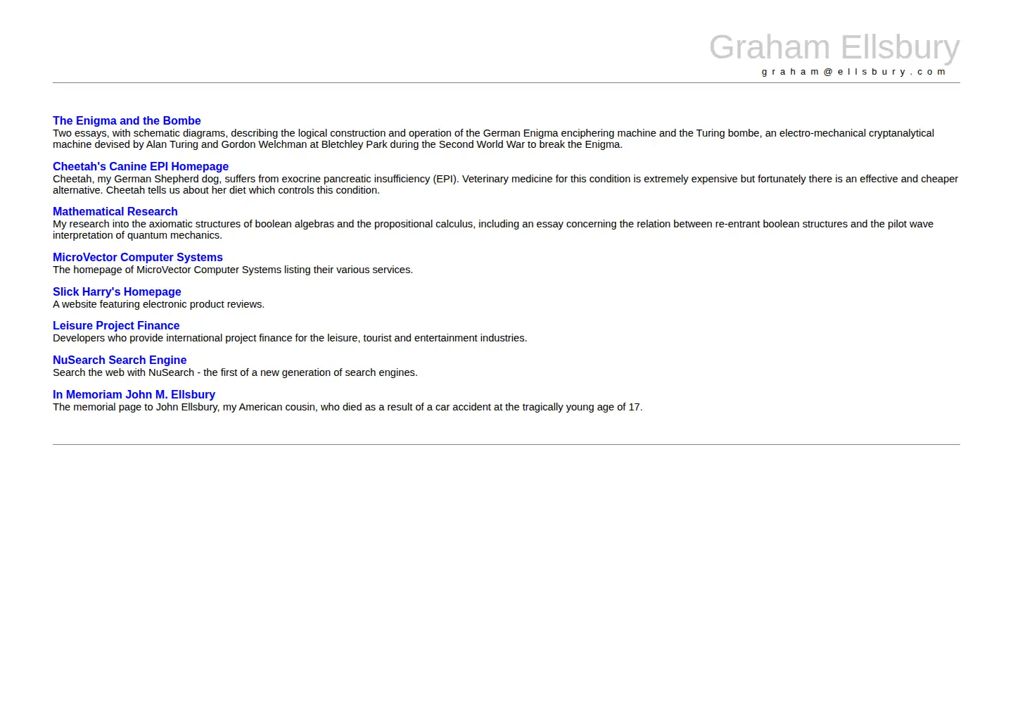 Captured homepage of ellsbury.com in the current scan