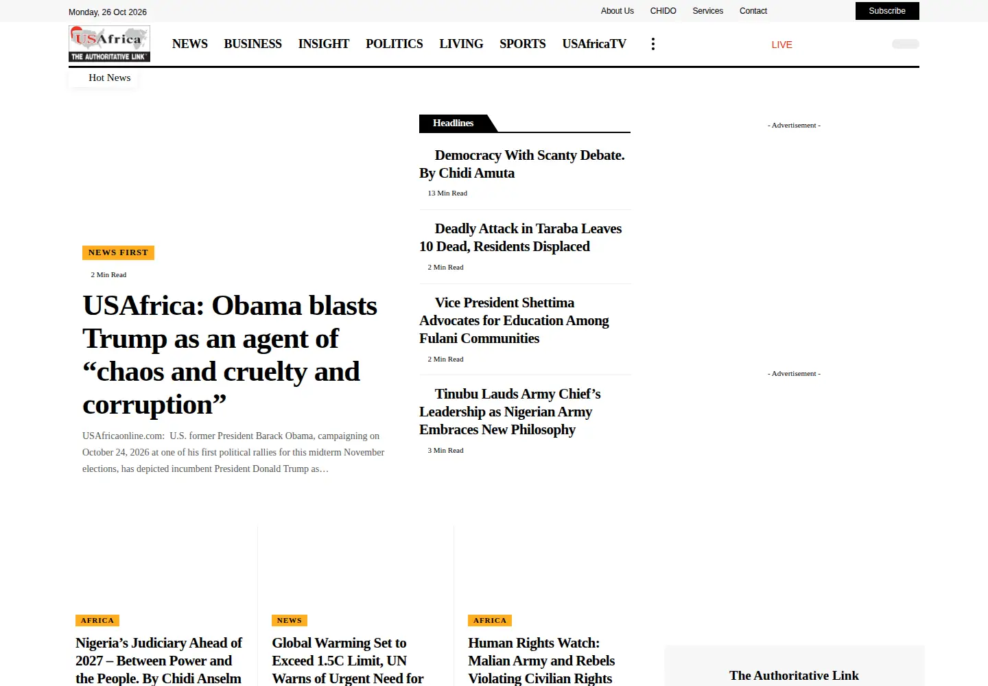 Screenshot of usafricaonline.com