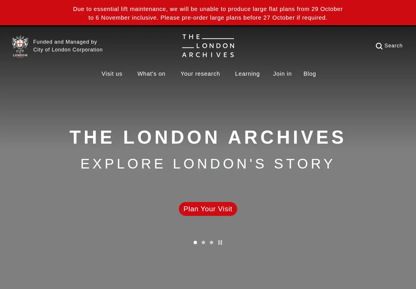 Screenshot of thelondonarchives.org