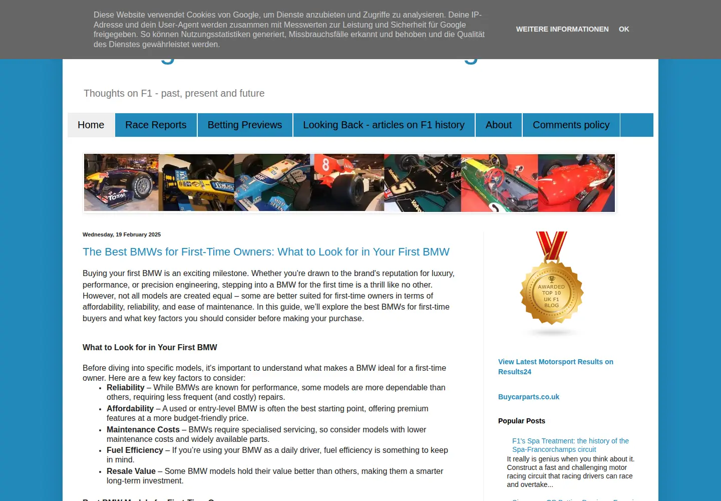 Screenshot of talkingaboutf1.com