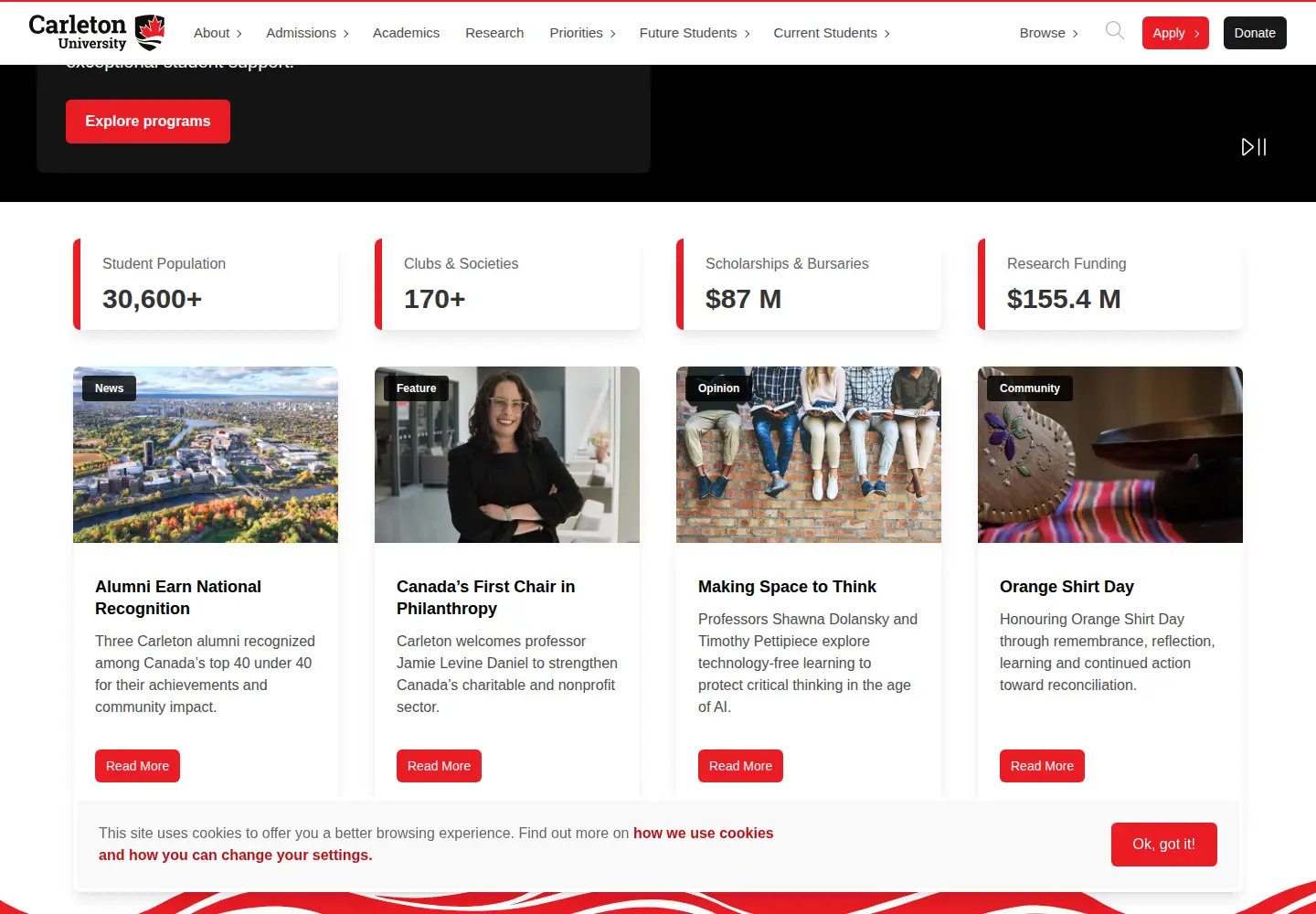 Screenshot of carleton.ca