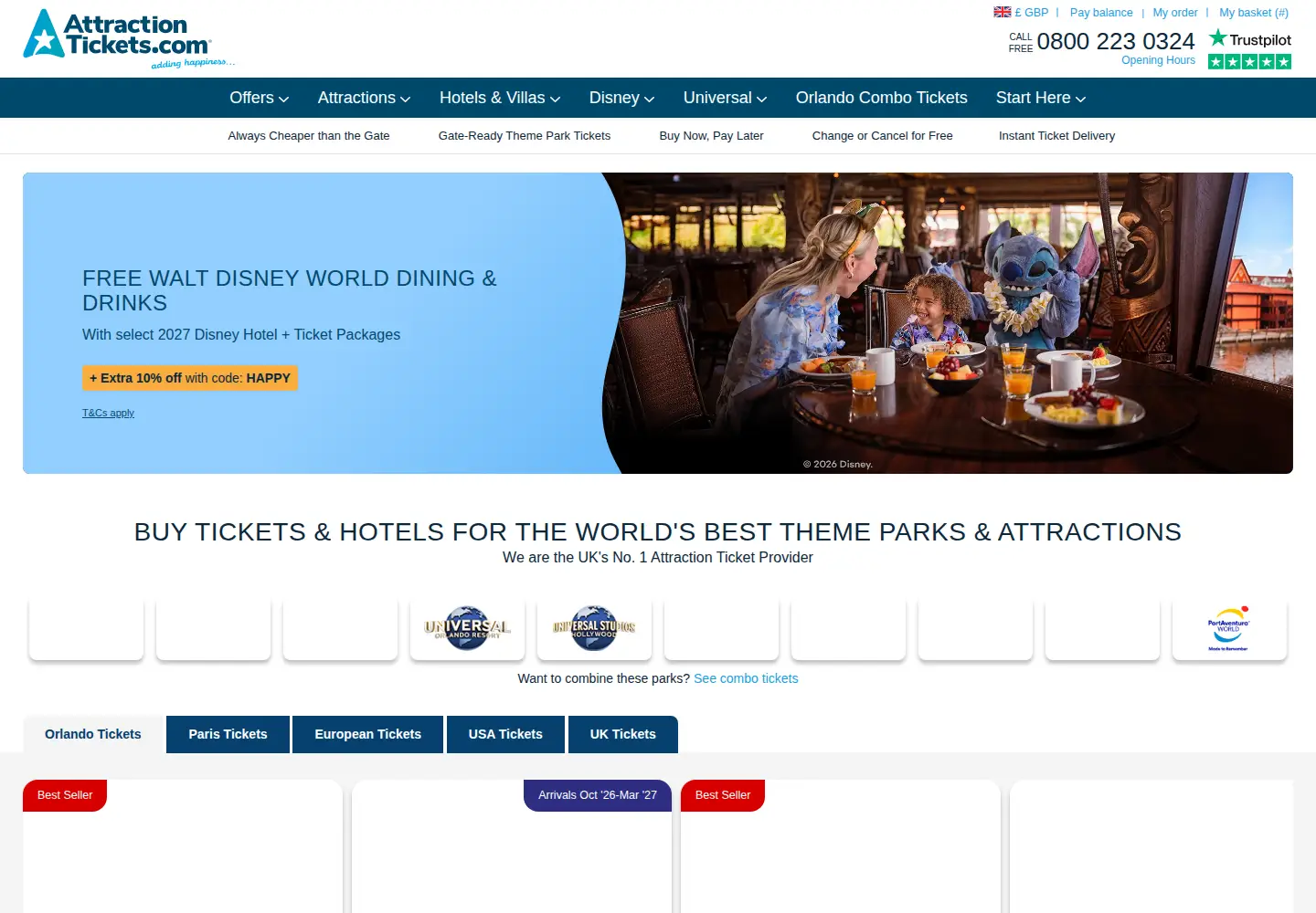 Captured homepage of attraction-tickets-direct.co.uk in the current scan