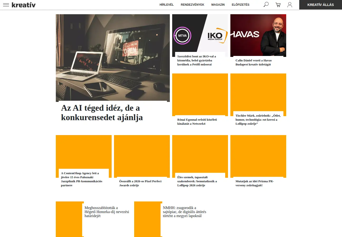 Screenshot of kreativ.hu