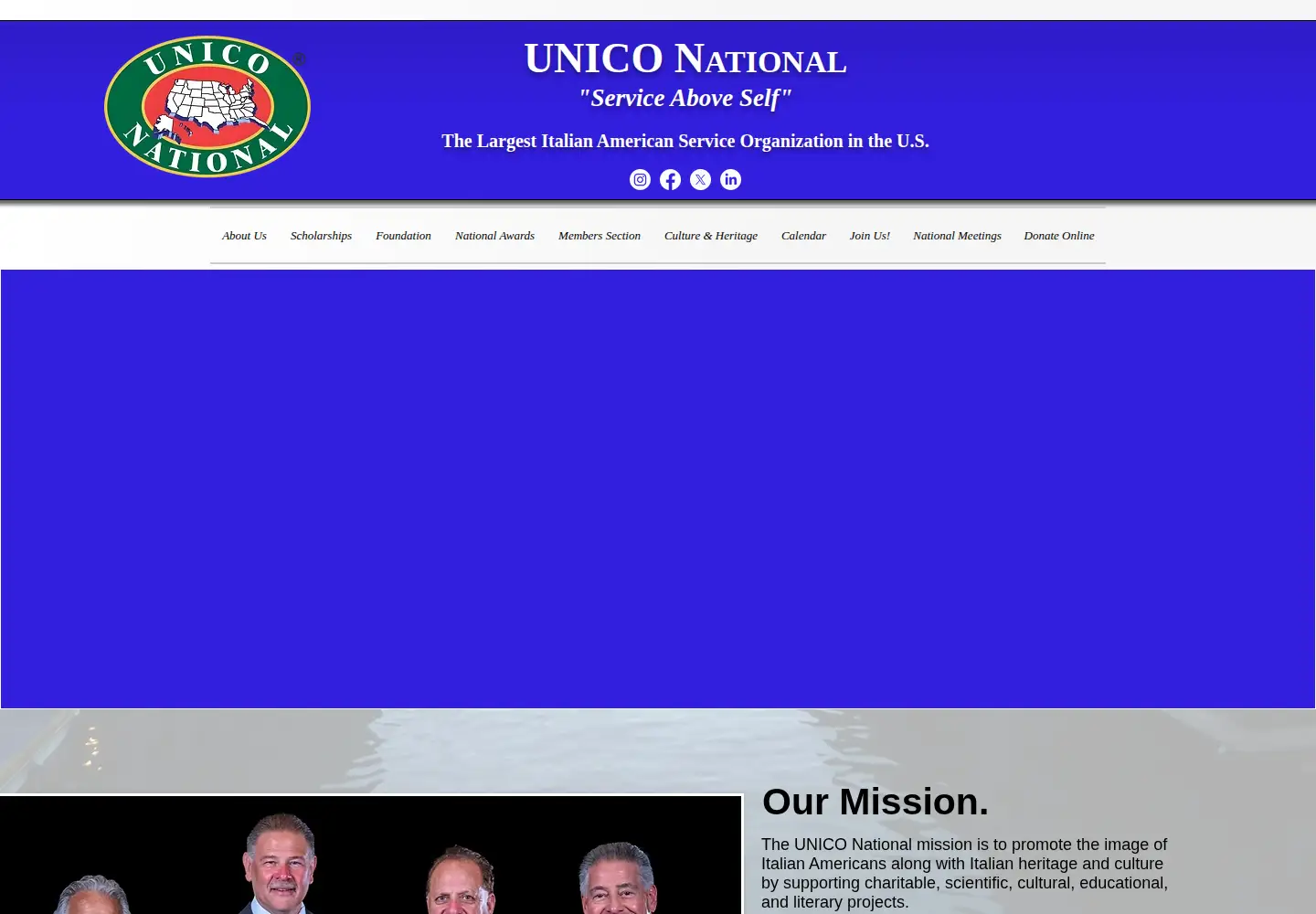 Captured homepage of unico.org in the current scan