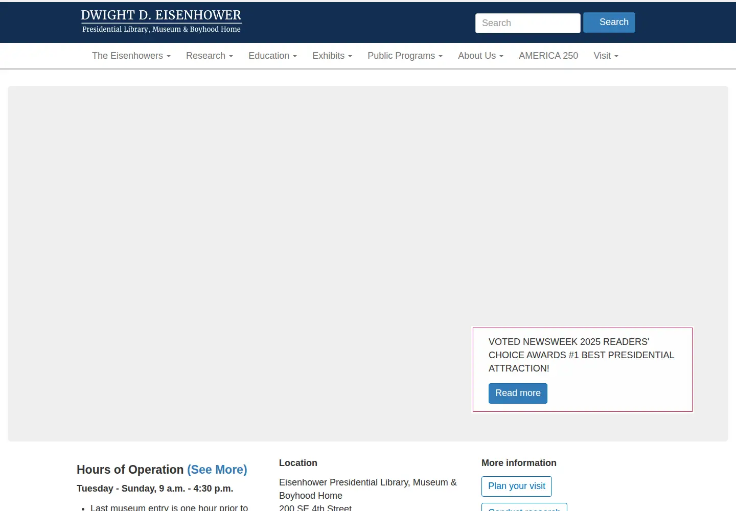 Captured homepage of dwightdeisenhower.com in the current scan