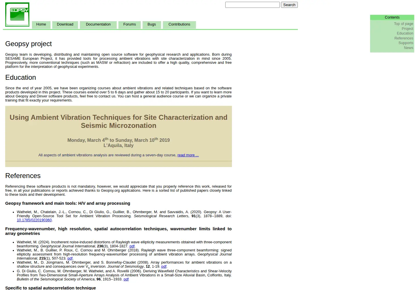 Screenshot of geopsy.org