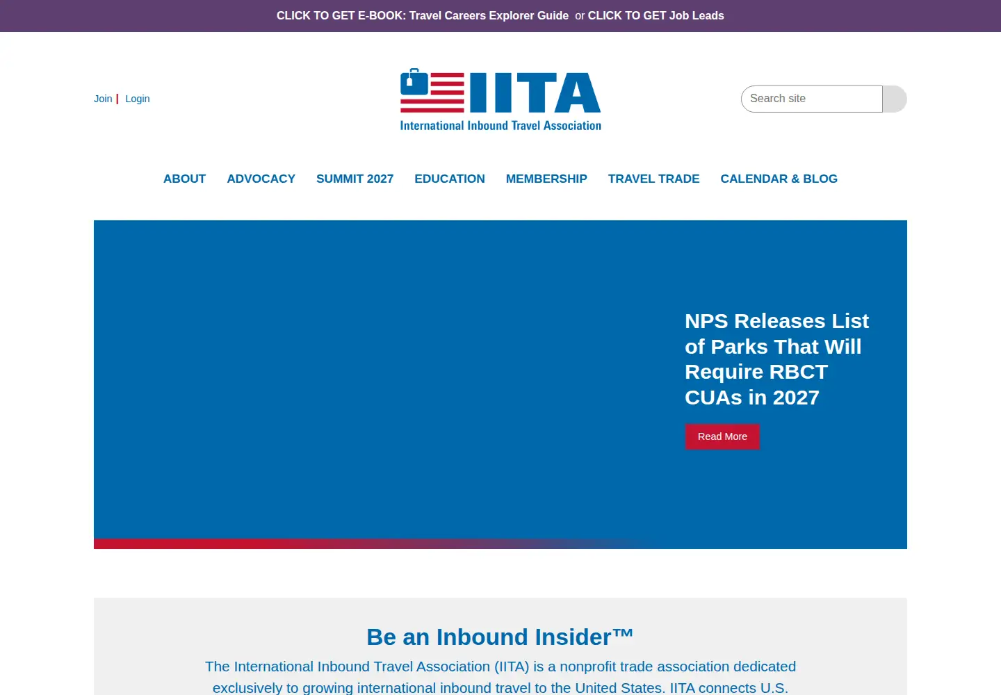 Captured homepage of inboundtravel.org in the current scan
