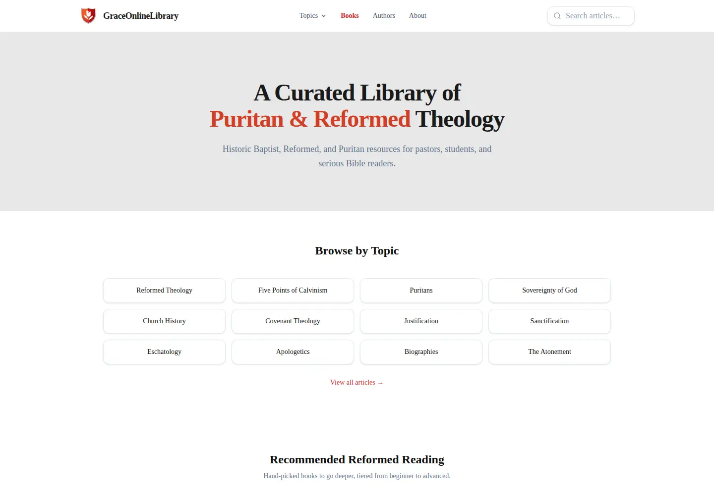 Screenshot of graceonlinelibrary.org
