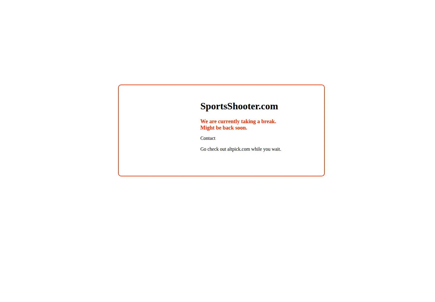 Captured homepage of sportsshooter.com in the current scan