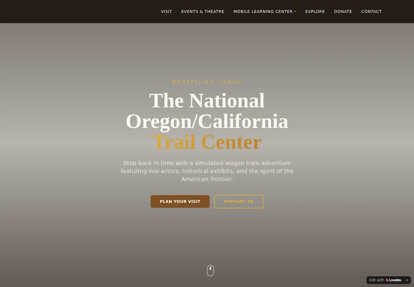 Screenshot of oregontrailcenter.org