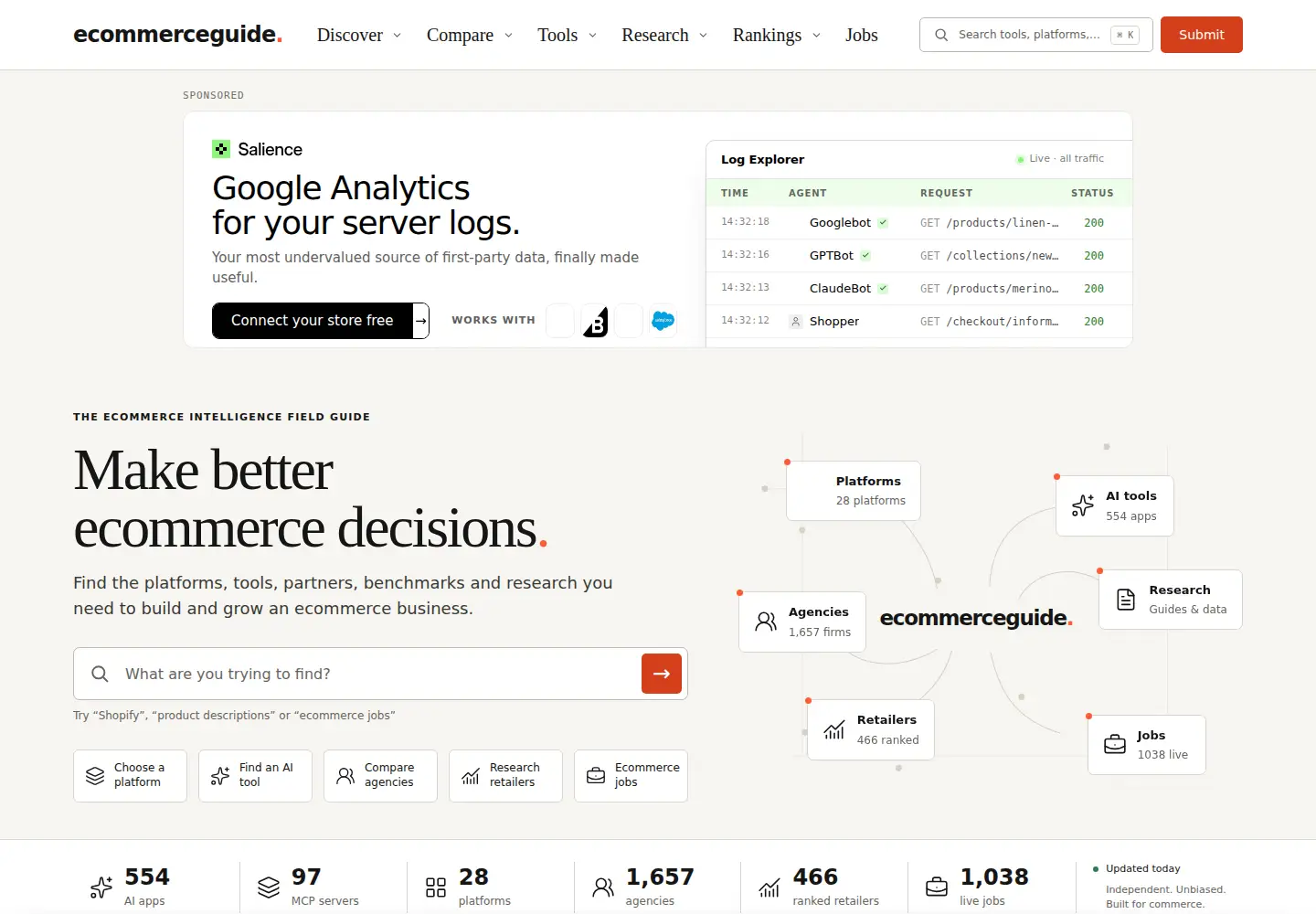 Captured homepage of ecommerce-guide.com in the current scan