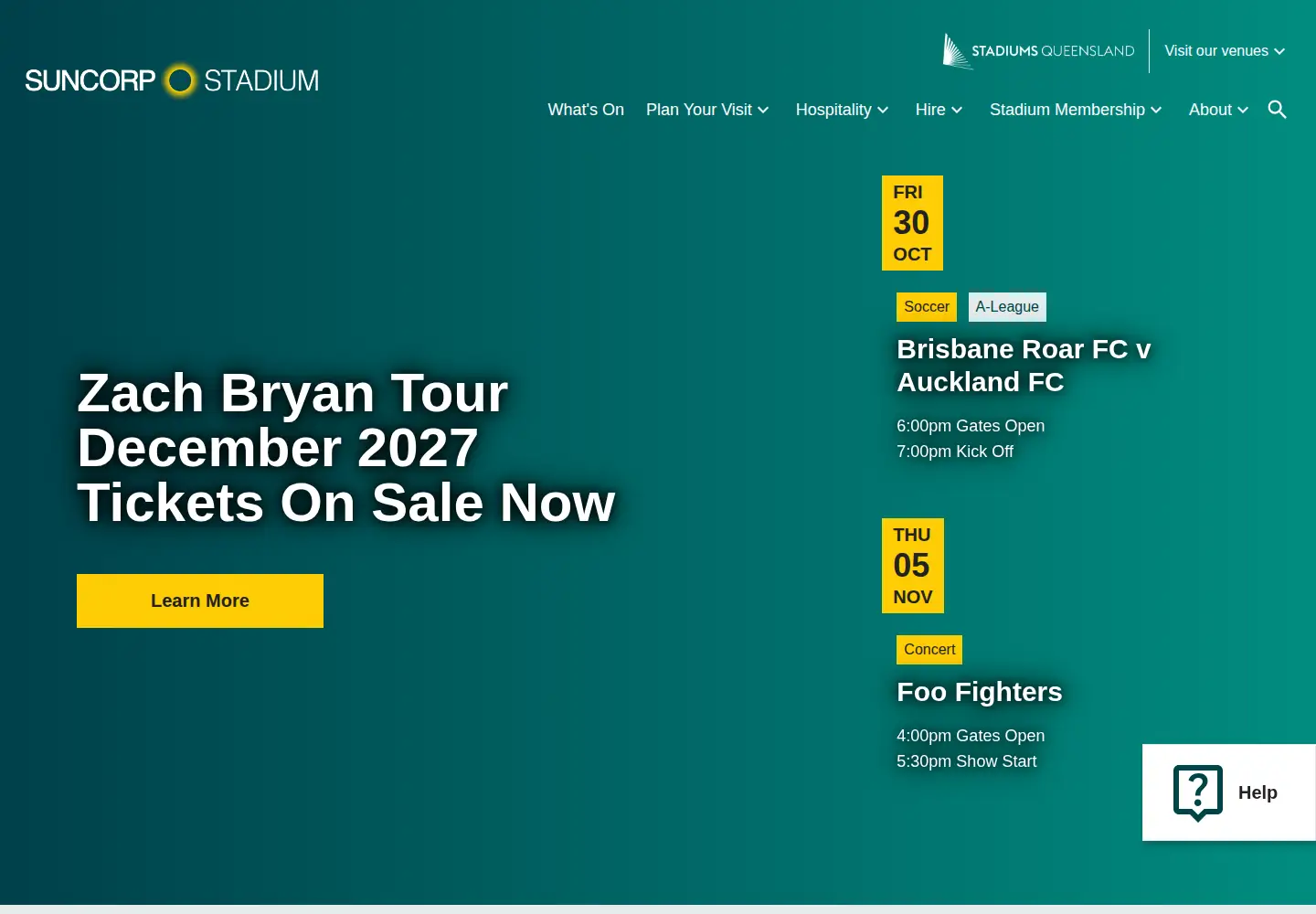 Screenshot of suncorpstadium.com.au