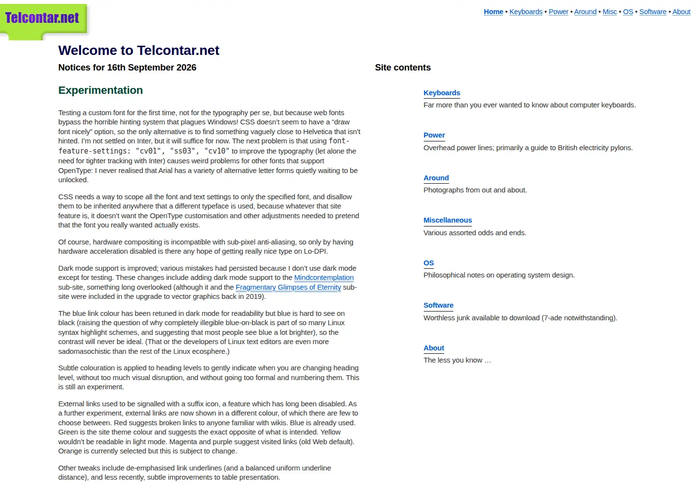 Screenshot of telcontar.net