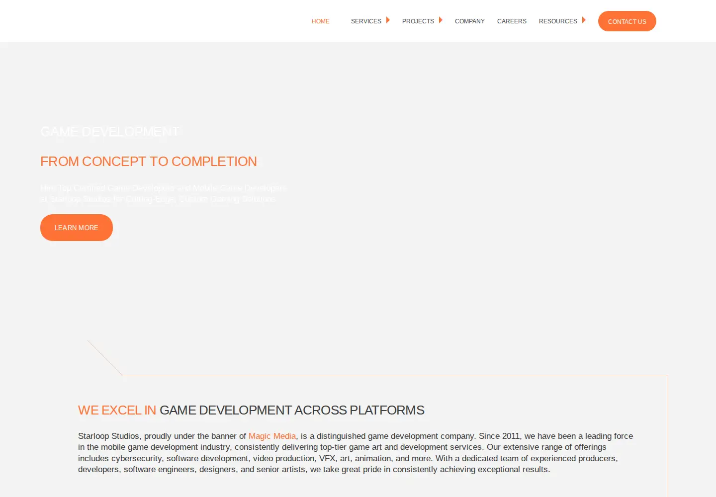 Captured homepage of starloopstudios.com in the current scan
