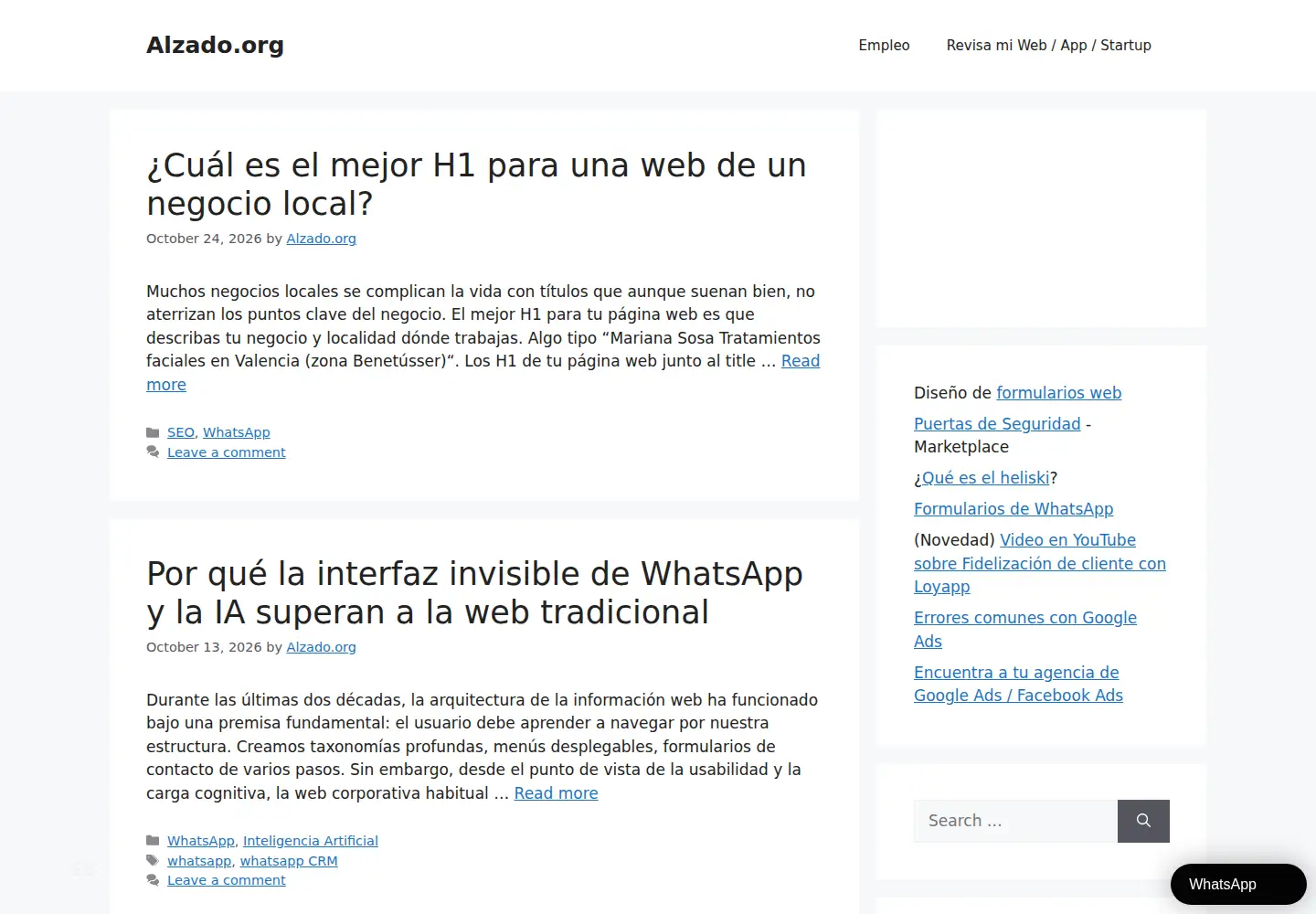 Captured homepage of alzado.org in the current scan