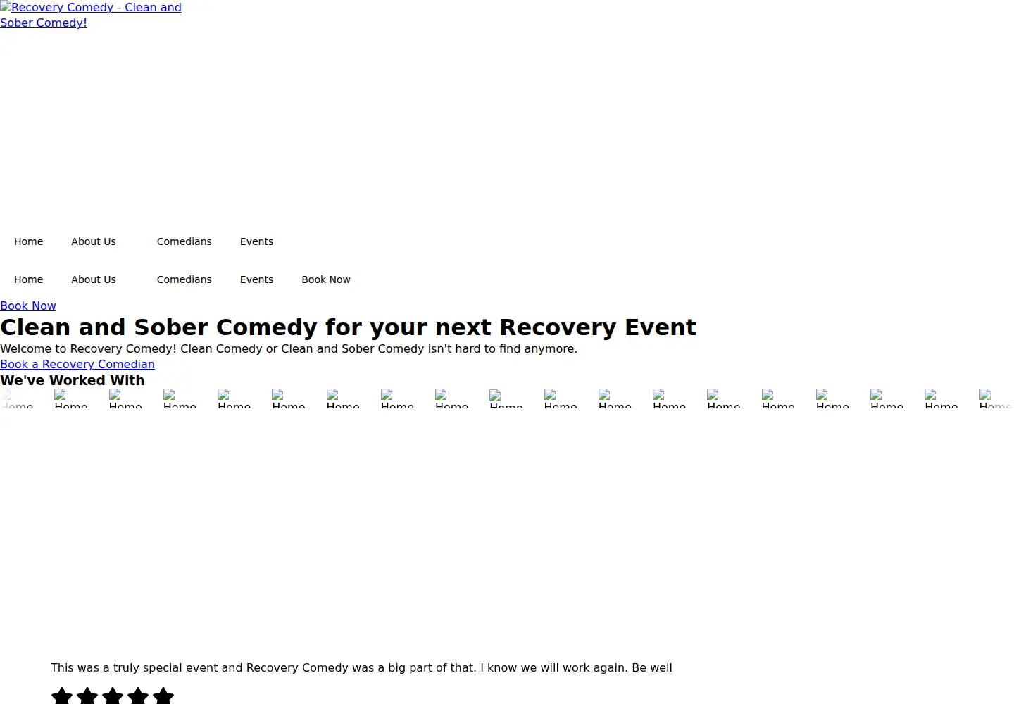 Screenshot of recoverycomedy.com