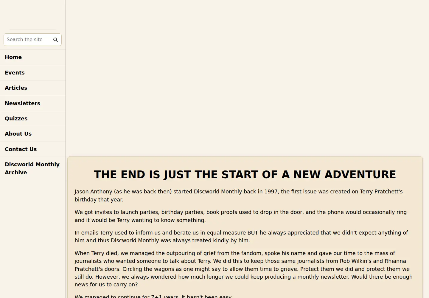 Screenshot of discworldmonthly.co.uk