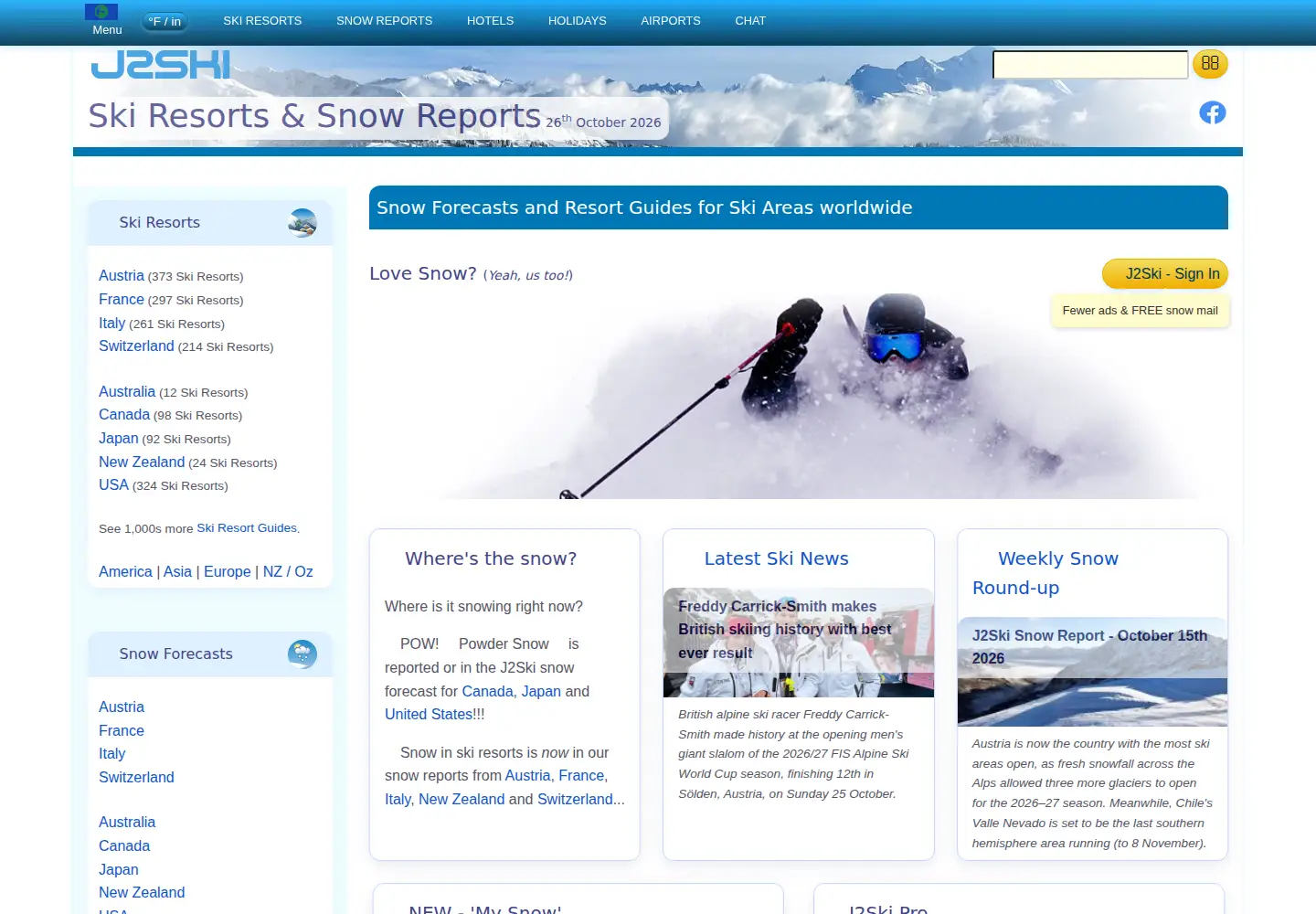 Captured homepage of j2ski.com in the current scan