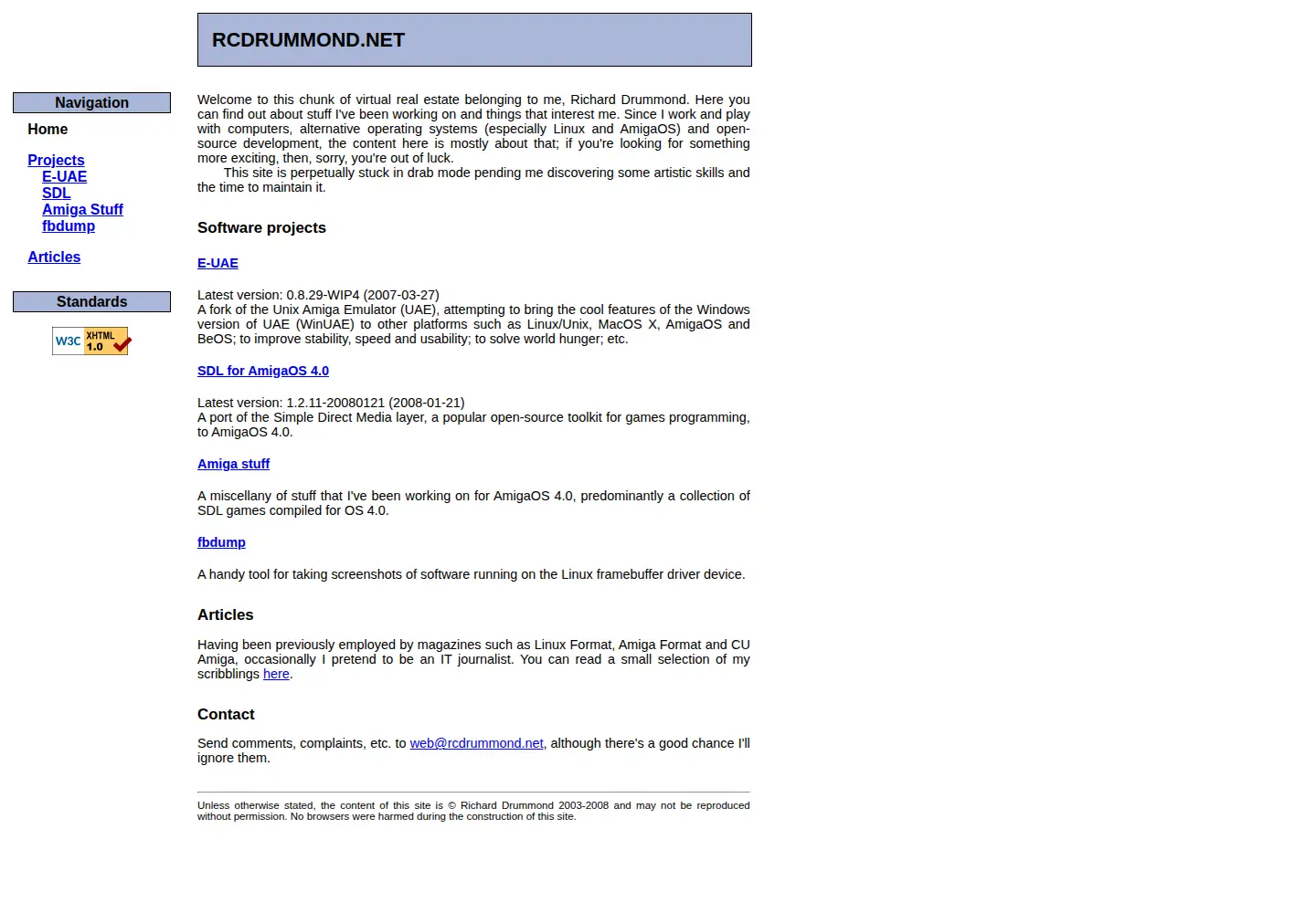 Captured homepage of rcdrummond.net in the current scan