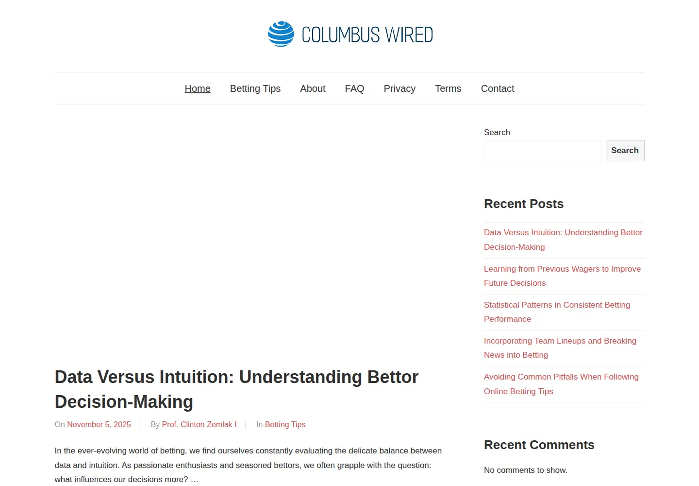 Captured homepage of columbuswired.net in the current scan