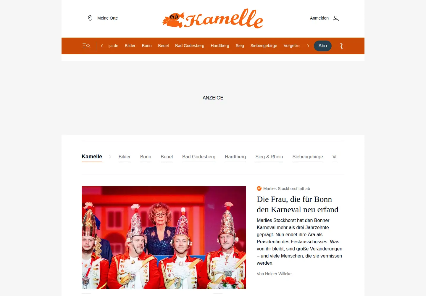Captured homepage of kamelle.de in the current scan