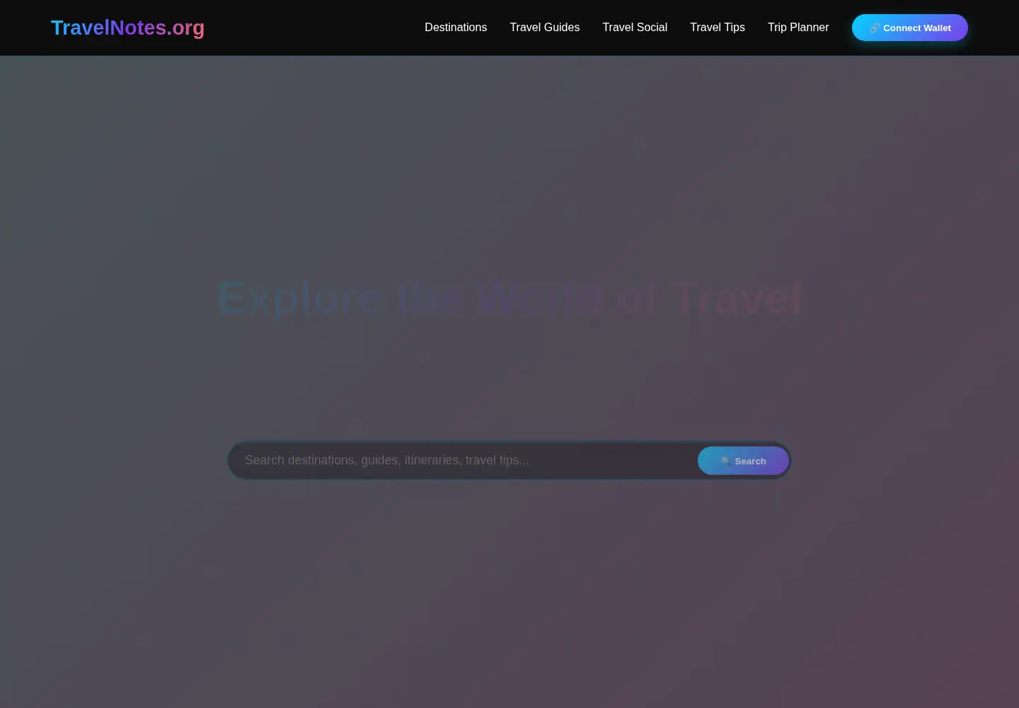 Captured homepage of travelnotes.org in the current scan