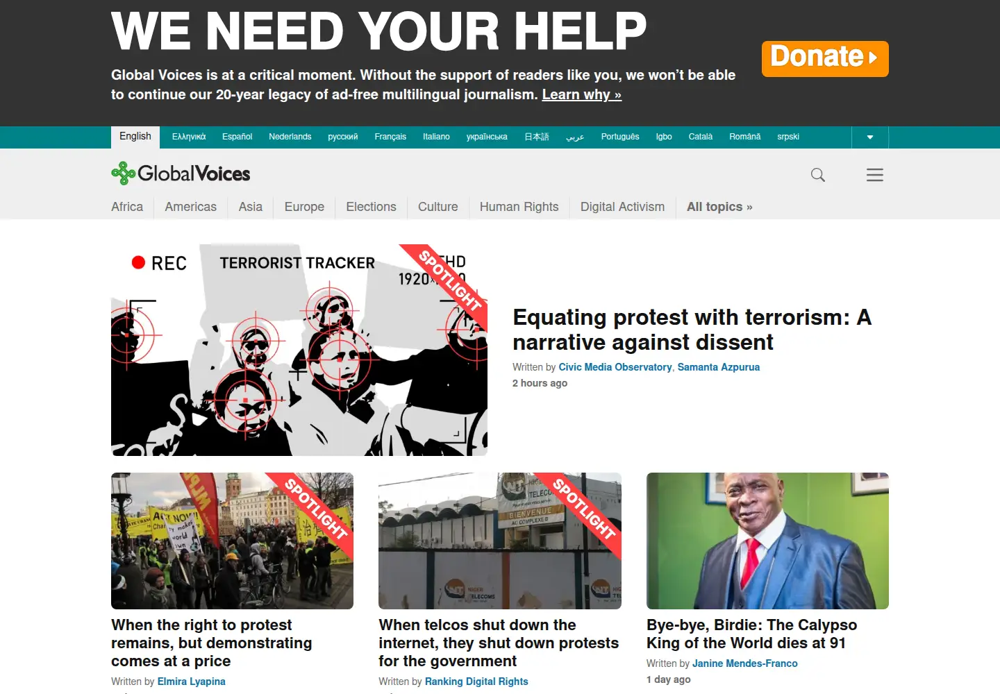 Screenshot of globalvoices.org