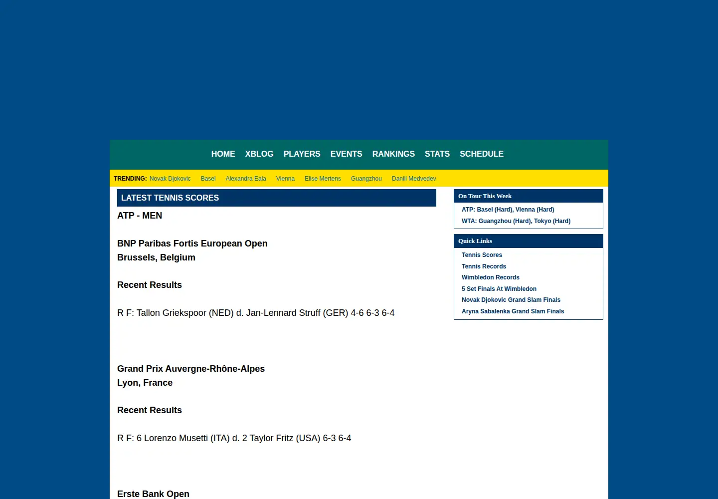 Screenshot of tennis-x.com