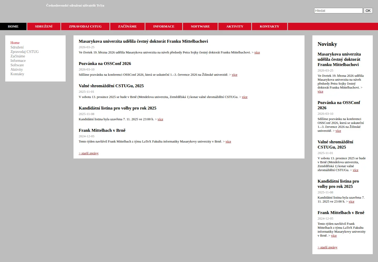 Captured homepage of cstug.cz in the current scan
