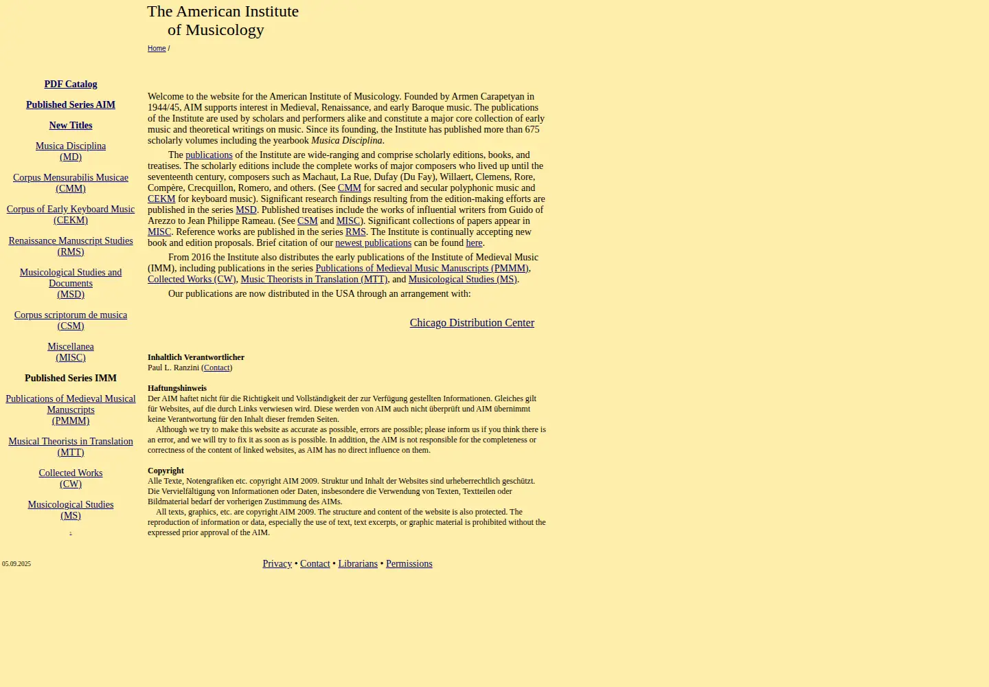 Captured homepage of corpusmusicae.com in the current scan