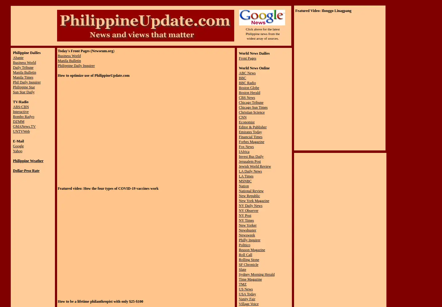 Captured homepage of philippineupdate.com in the current scan