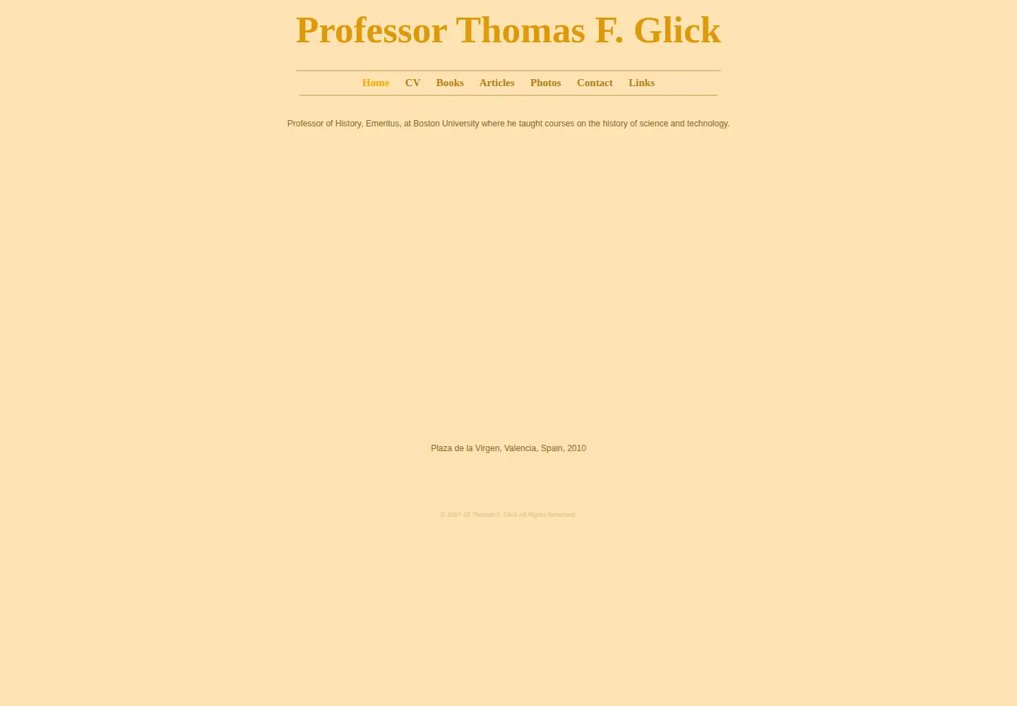 Captured homepage of thomasfglick.com in the current scan