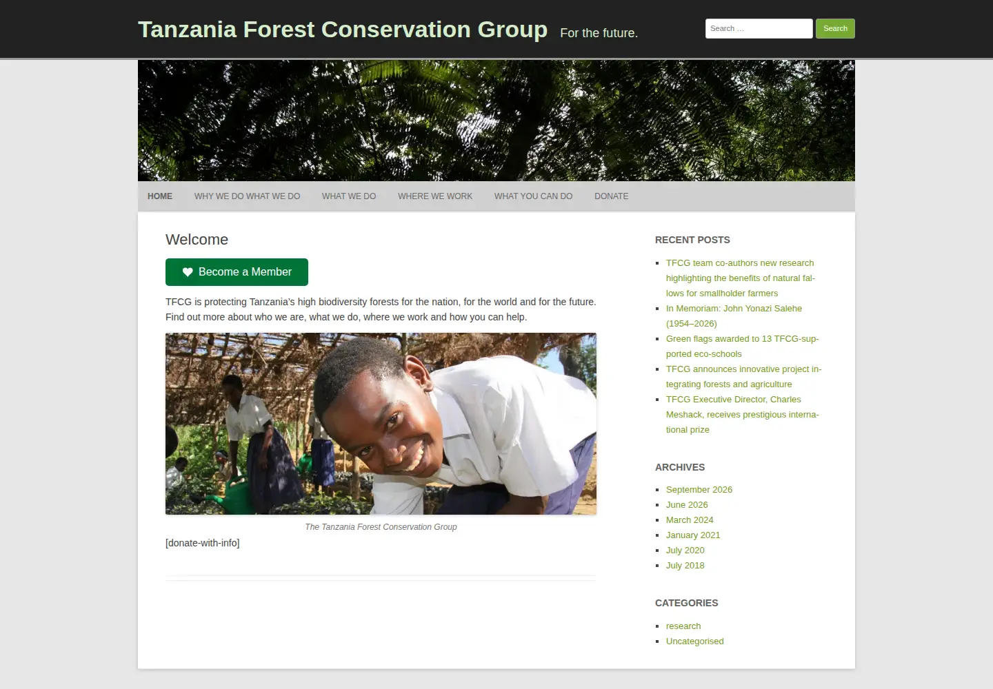 Screenshot of tfcg.org