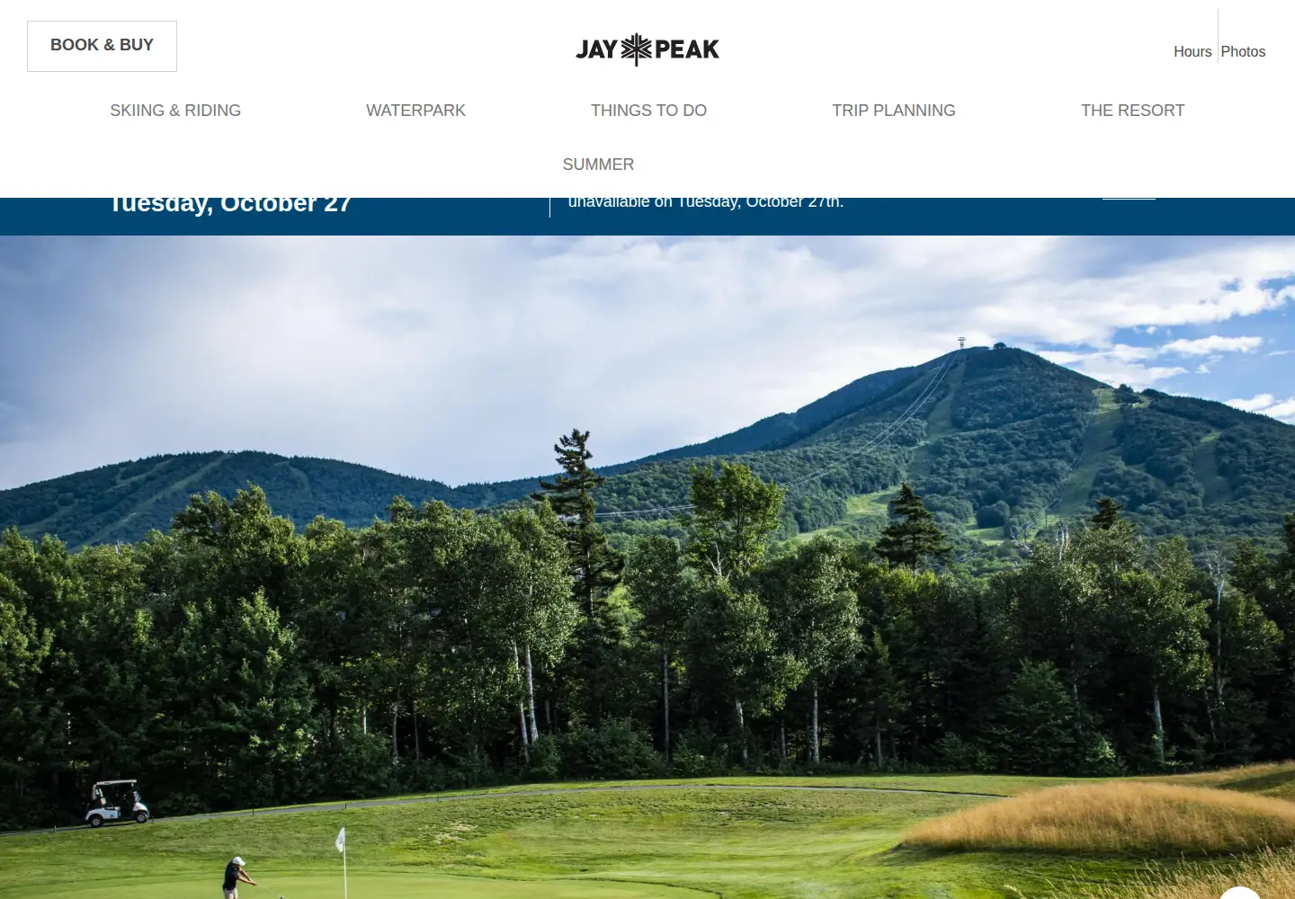 Captured homepage of jaypeakresort.com in the current scan